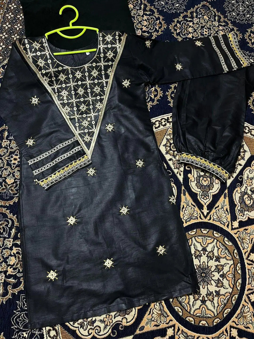 2 Pcs Girl's Cotton Embroidered Kurta And Trouser