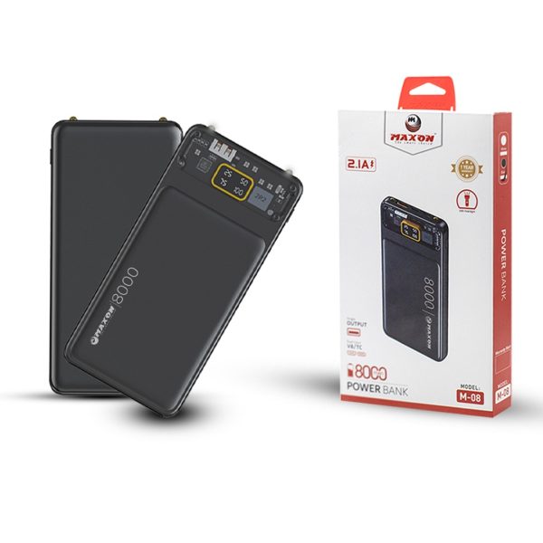 Maxon M 08 8000mah Power Bank ,2.1a Output,type C And Micro Input