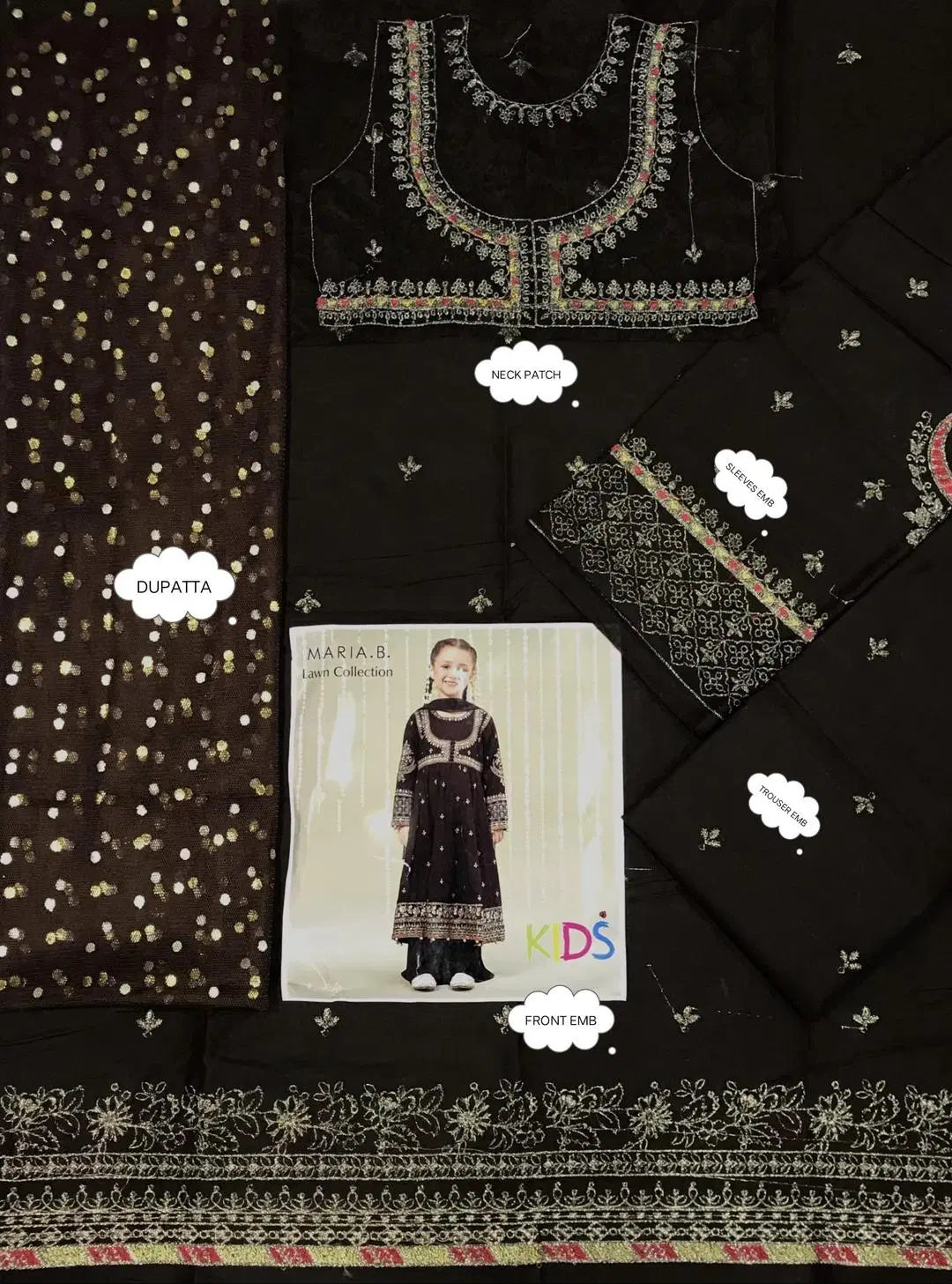 3 Pcs Girl's Lawn Embroidered Unstitched Suit
