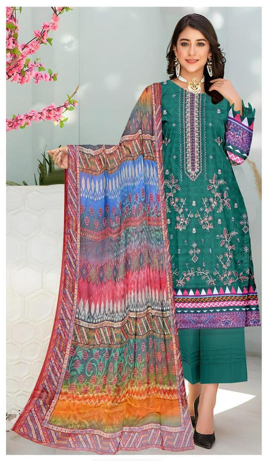 3 Pcs Women's Unstitched Printed Suit