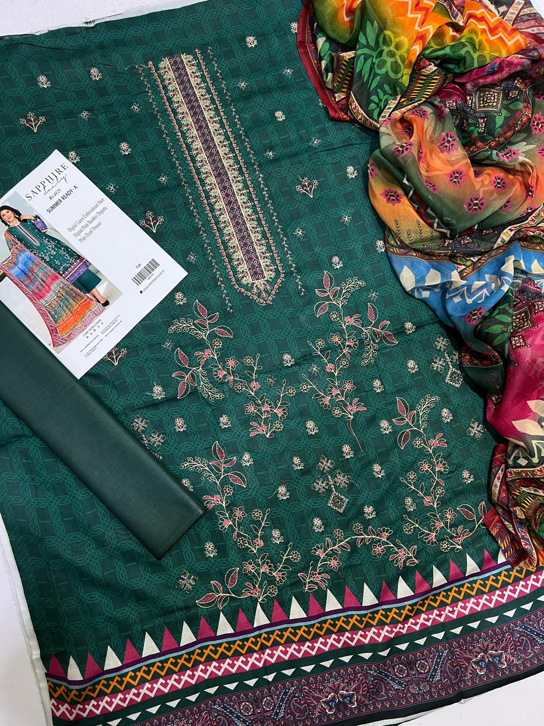 3 Pcs Women's Unstitched Printed Suit