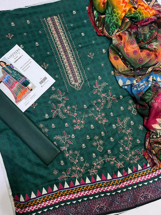 3 Pcs Women's Unstitched Printed Suit