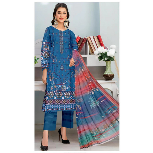 3 Pcs Women's Unstitched Printed Suit