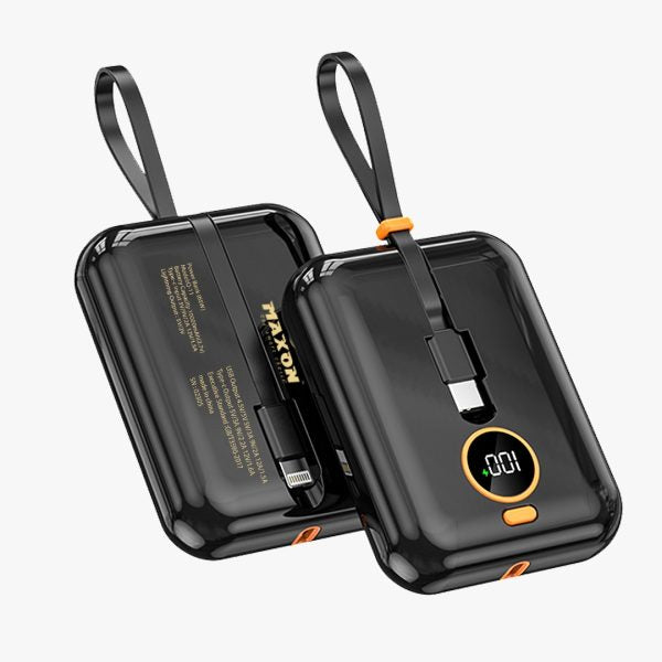 Maxon Q-11 65w 10000mah Mini Power Bank Fast Charging 2 Cables Attached Ios And Type C /free Gift Inside