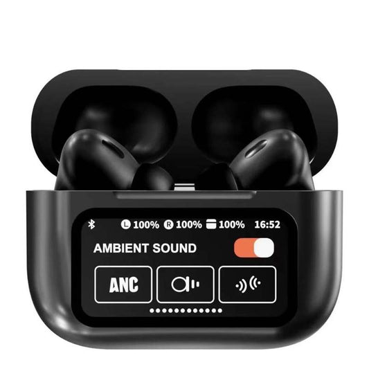 Black A9 Pro ANC AirPods with Screen  Bluetooth 5.4