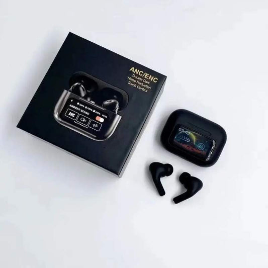 Black A9 Pro ANC AirPods with Screen  Bluetooth 5.4